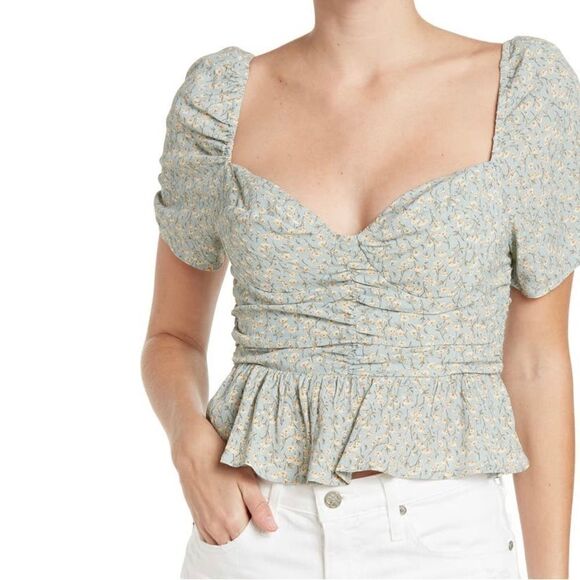 NEW Astr Multicolor Floral Short Sleeve Square Neck Blouse Women's Size L - Picture 1 of 8
